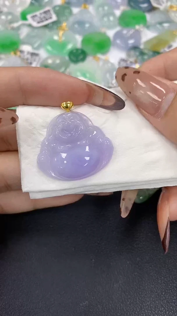 颈饰18K金镶嵌翡翠a货假一赔三支持复检百元上9元证书费自理