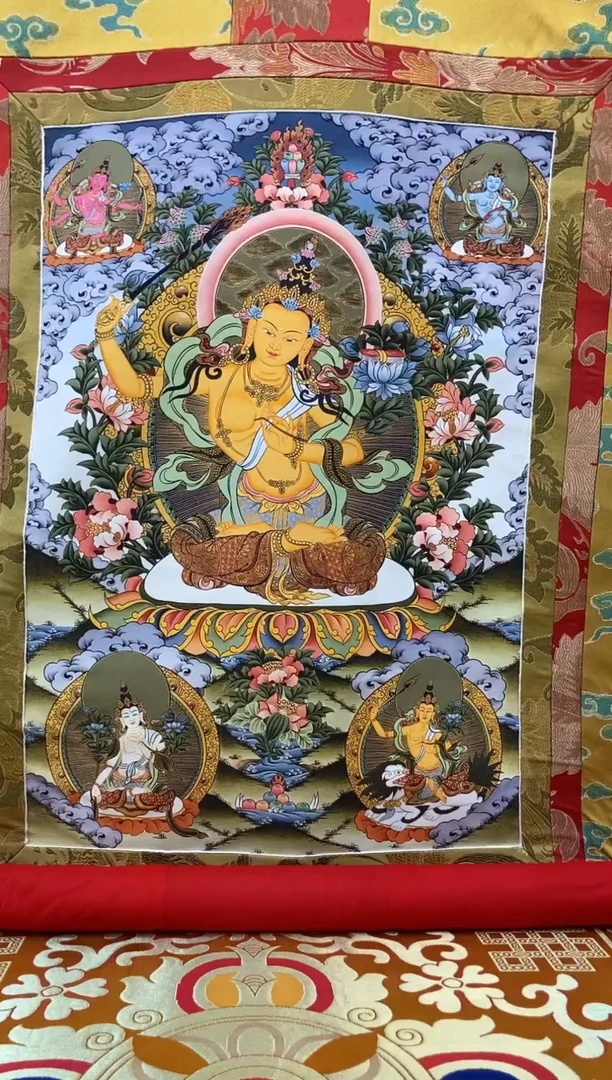 卷轴画1.3金色龙布 文殊 A