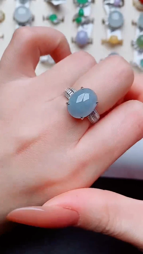 银S925镶嵌戒指翡翠...