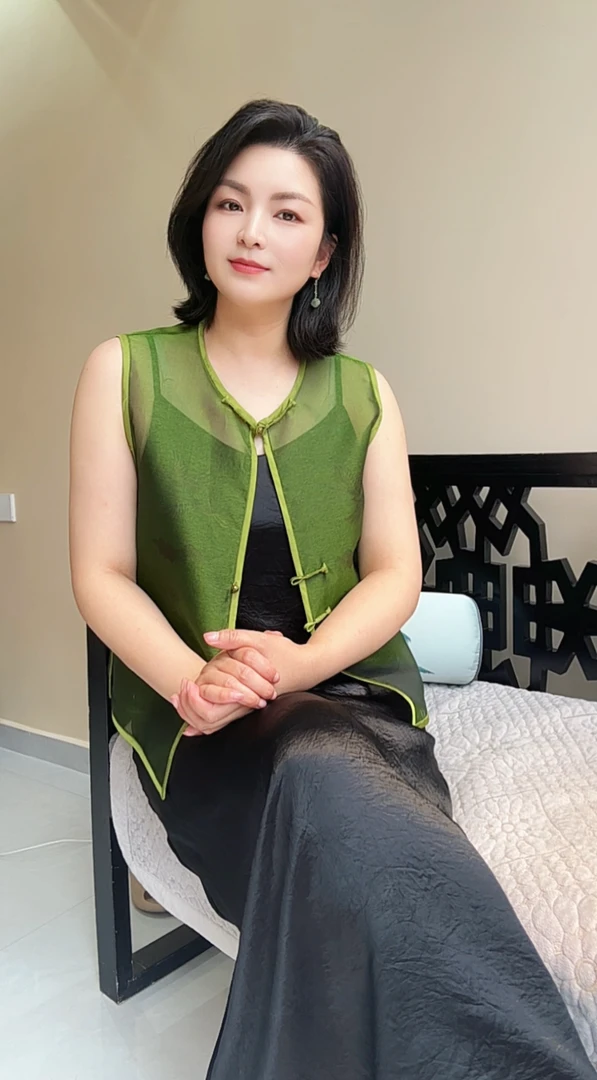 【一缕白月】新中式欧根纱马甲MJ059