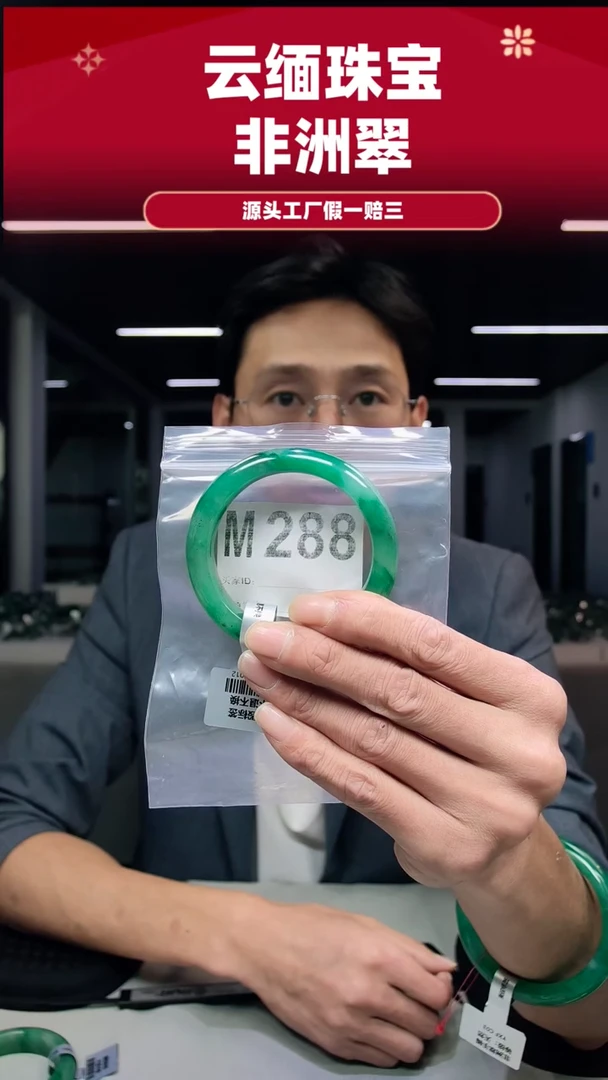 未镶嵌手镯石英质玉（非洲翠）54圈口M288