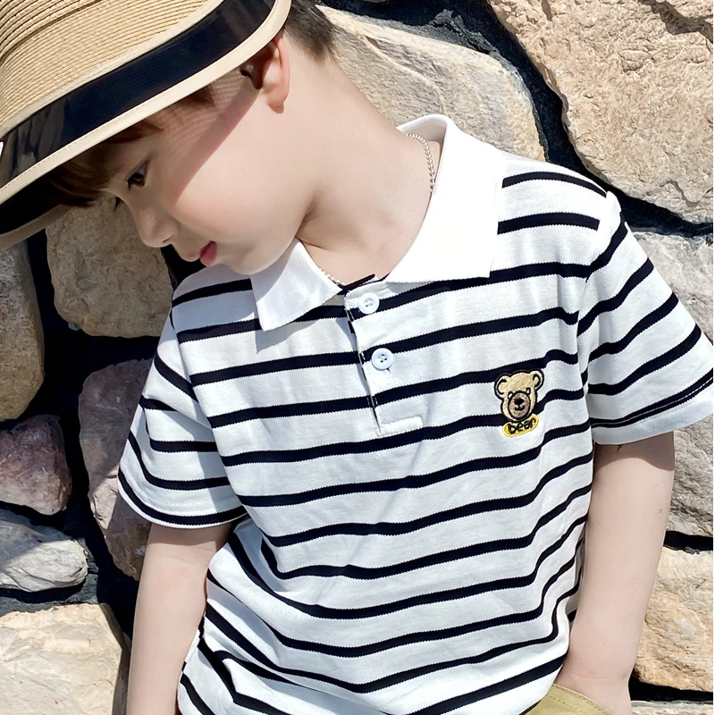 儿童短袖夏装polo衫2025新款纯棉洋气薄款宝宝上衣男童t恤休闲夏