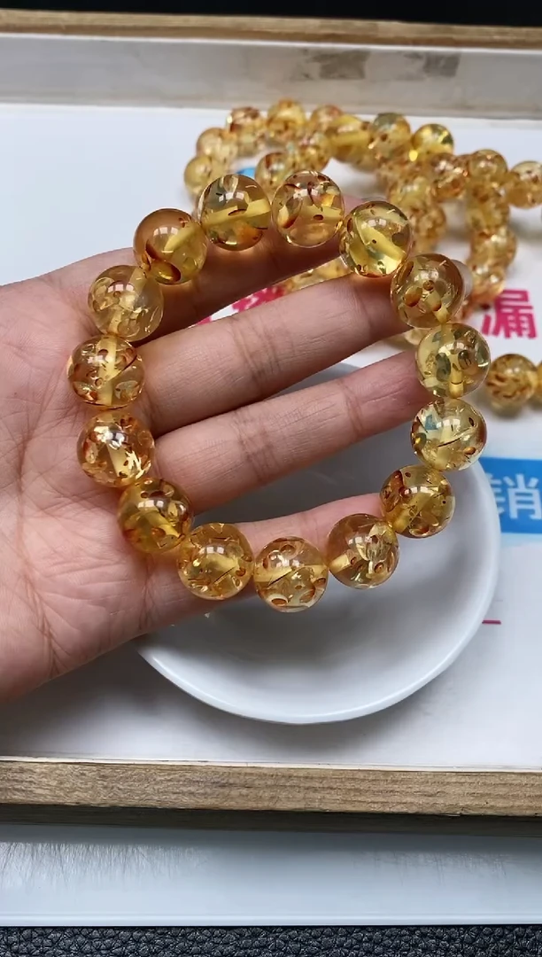 未镶嵌琥珀裸石L303 花 珀14mm5个15元