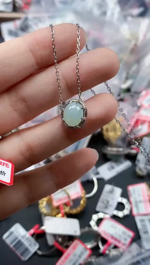 银S925镶嵌戒指翡翠天然A货缅甸翡翠