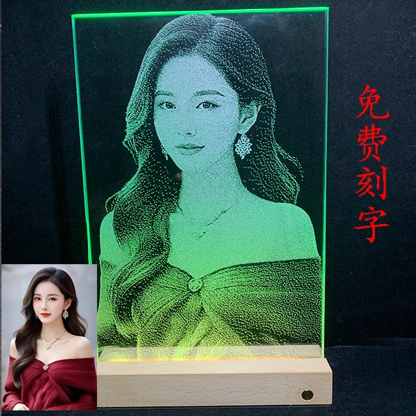 玻璃锤子画定制真人照片非遗手作情人节礼物送锤子画定制