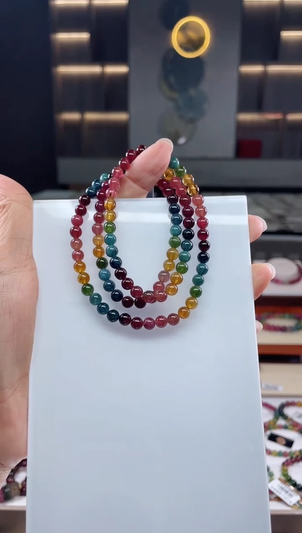 未镶嵌三圈手串碧玺（多样性发一条）Q