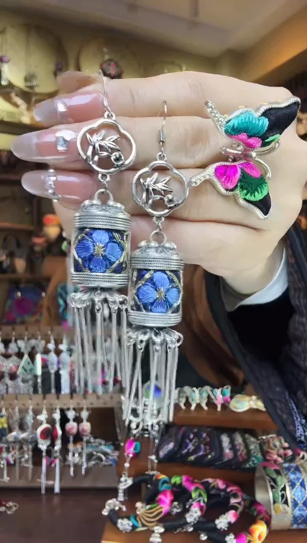 刺绣非遗刺绣民族风耳环