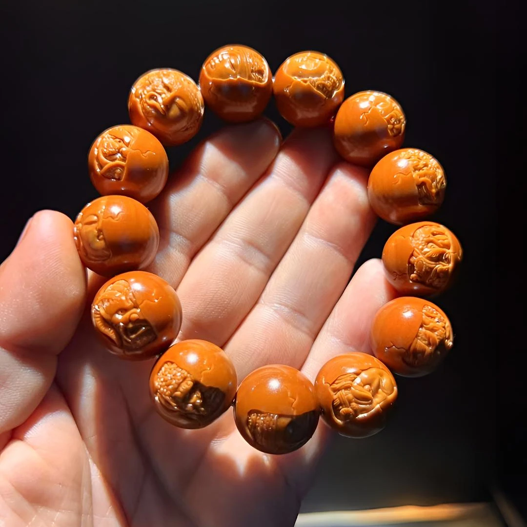 正圆光珠新一念浅浮雕橄榄核雕刻铁核油核水晶核老料原生态核