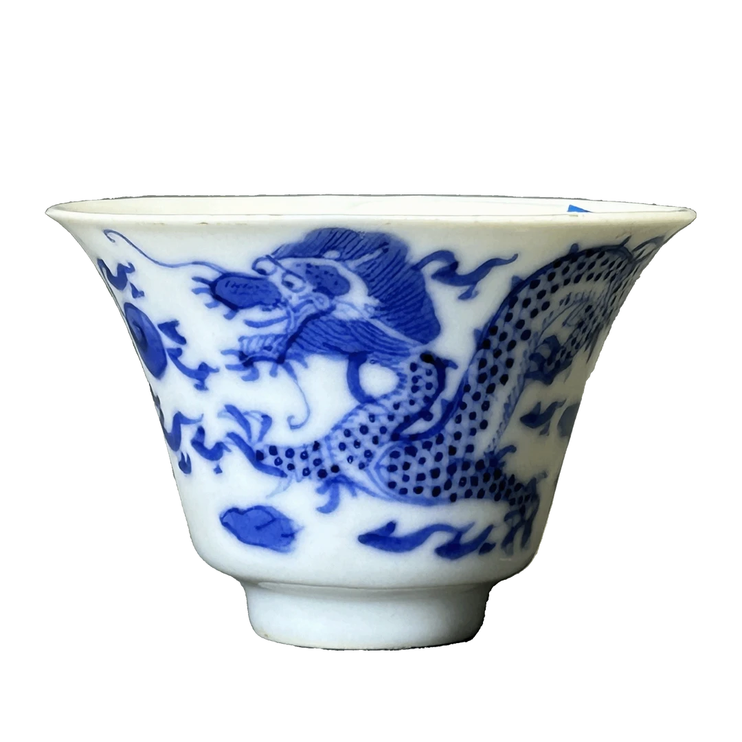 25019408x青花二龙赶珠青花龙杯