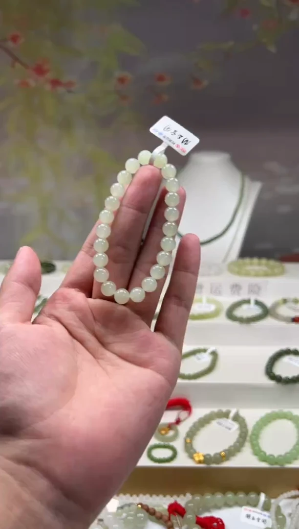 手串未镶嵌和田玉卡8高清晴白手串