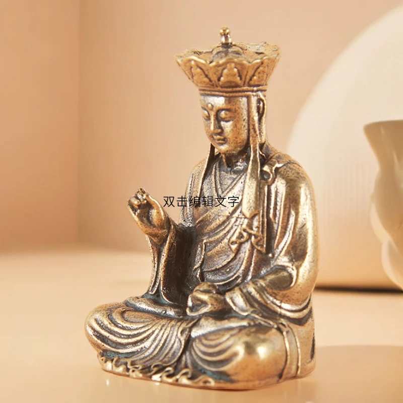黄铜地藏王家用居家摆件唐僧唐三藏居家装饰办公室黄铜摆件工艺品
