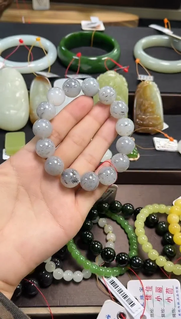 未镶嵌手串和田玉卡14新疆黑山 圆珠9012851