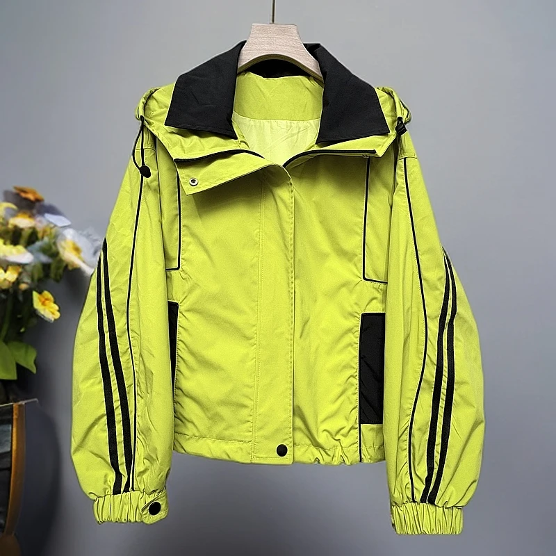 2025春季欧货宽松时尚百搭双条杠女装风衣外套050#