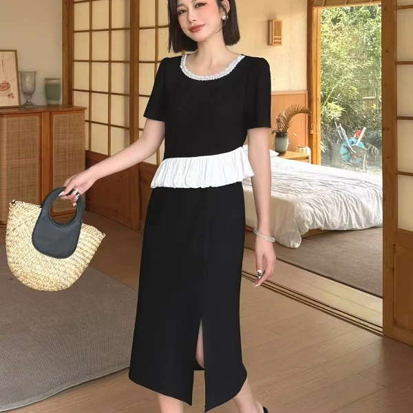 NN-圆领欧美风套头A字裙夏季连衣裙时尚气质休闲简约不规则法式