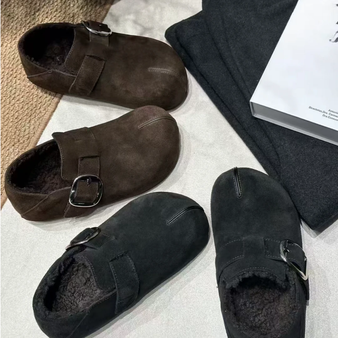 【珊姐】森林拾叶  2025休闲时尚软底小众厚底毛绒乐福勃肯