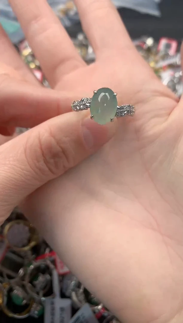 银S925镶嵌戒指翡翠555   5