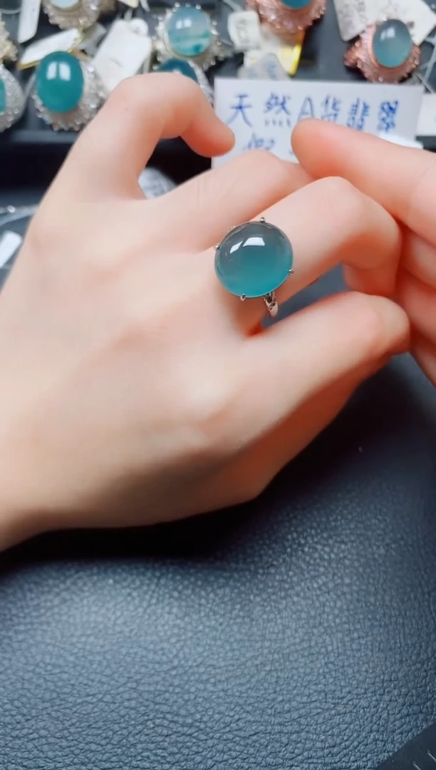 翡翠戒指银S925镶嵌翡翠