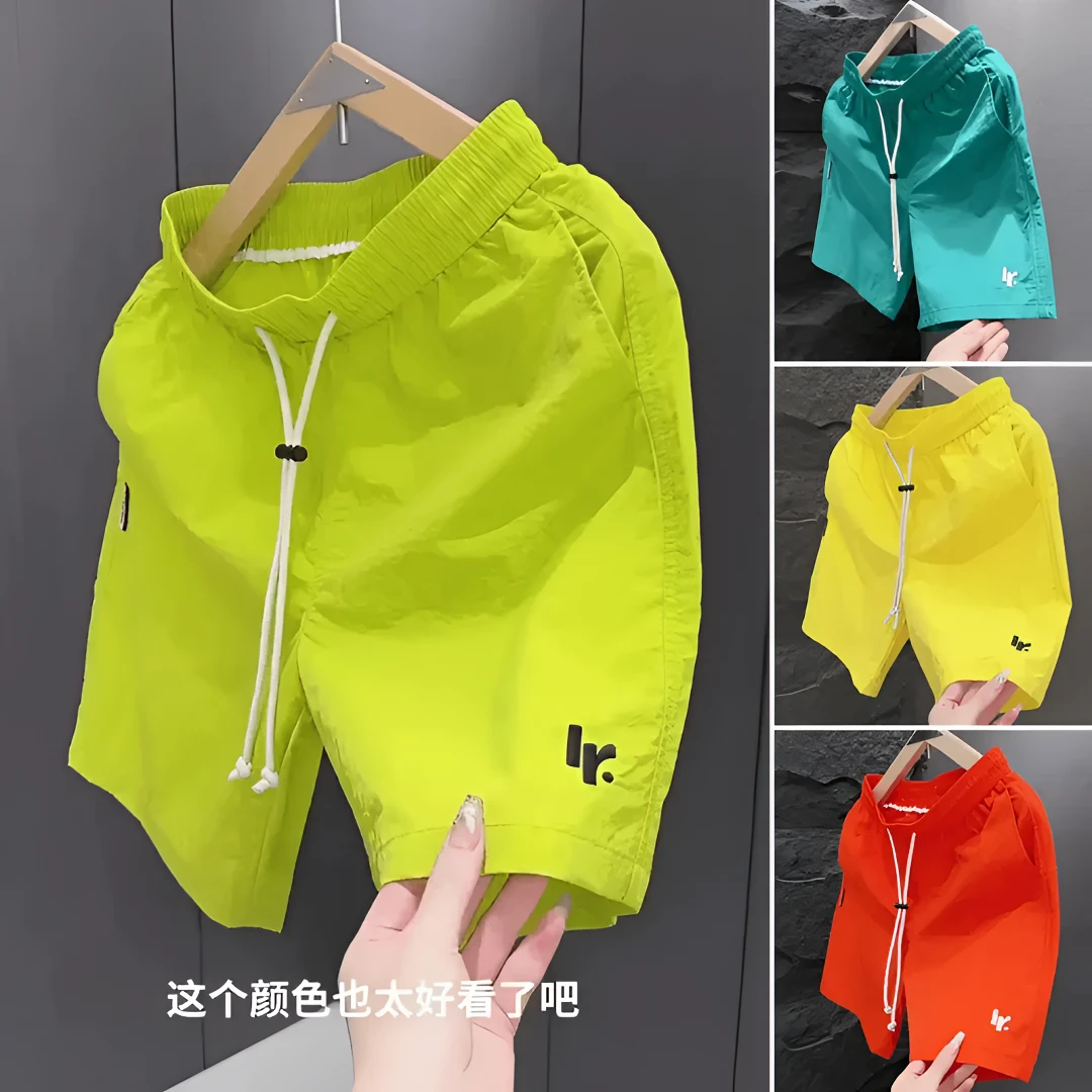 夏季时尚糖果色休闲短裤男潮流薄款透气男女五分裤宽松速干沙滩裤