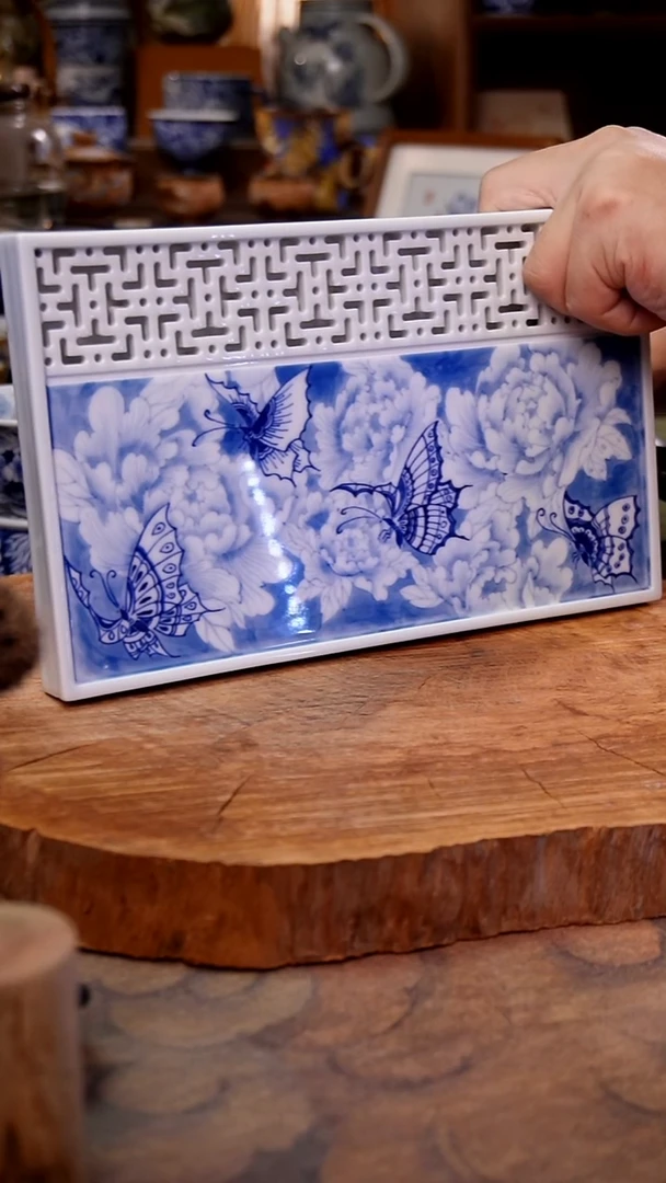 摆件蝶恋牡丹手工手绘手工手绘