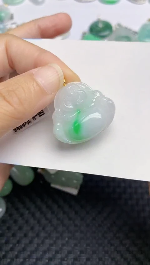 颈饰18K金镶嵌翡翠天然缅甸A货翡翠百元以上9元证书费自理