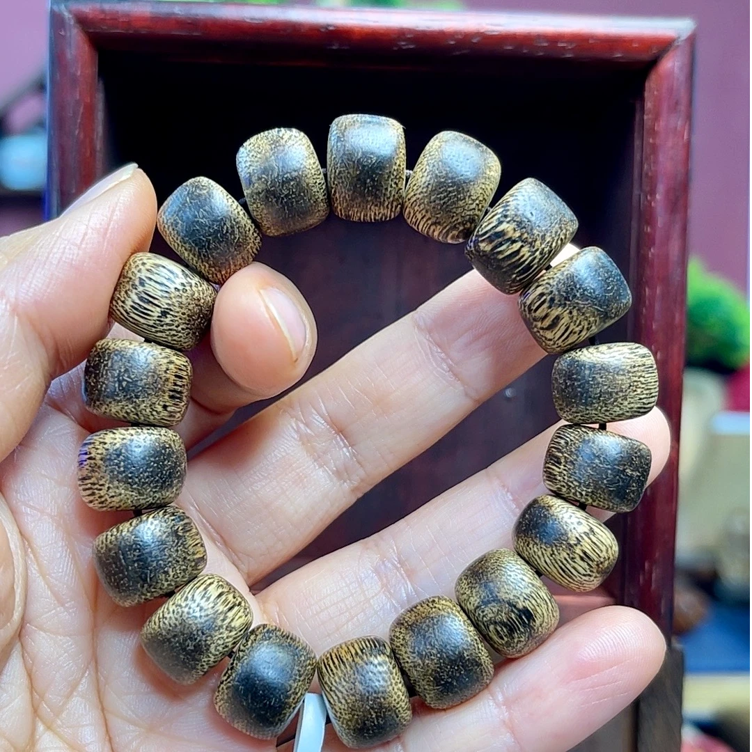 【闪购】沉香+木盒 越南芽庄白奇楠桶珠手串14MM-073