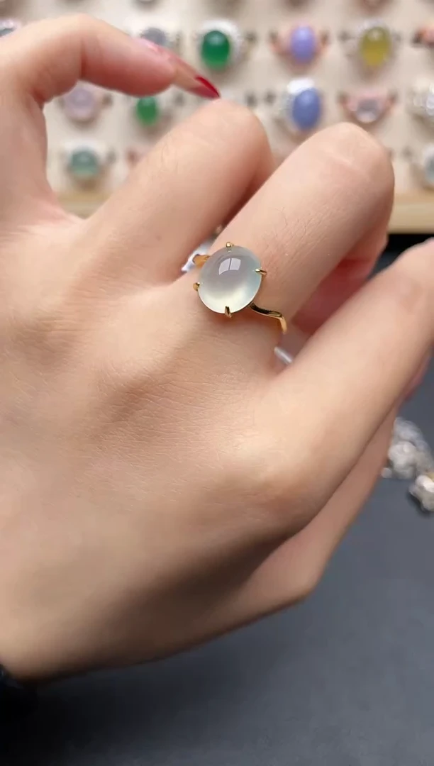 【闪购商品】翡翠戒指银S925镶嵌一物一证一礼盒