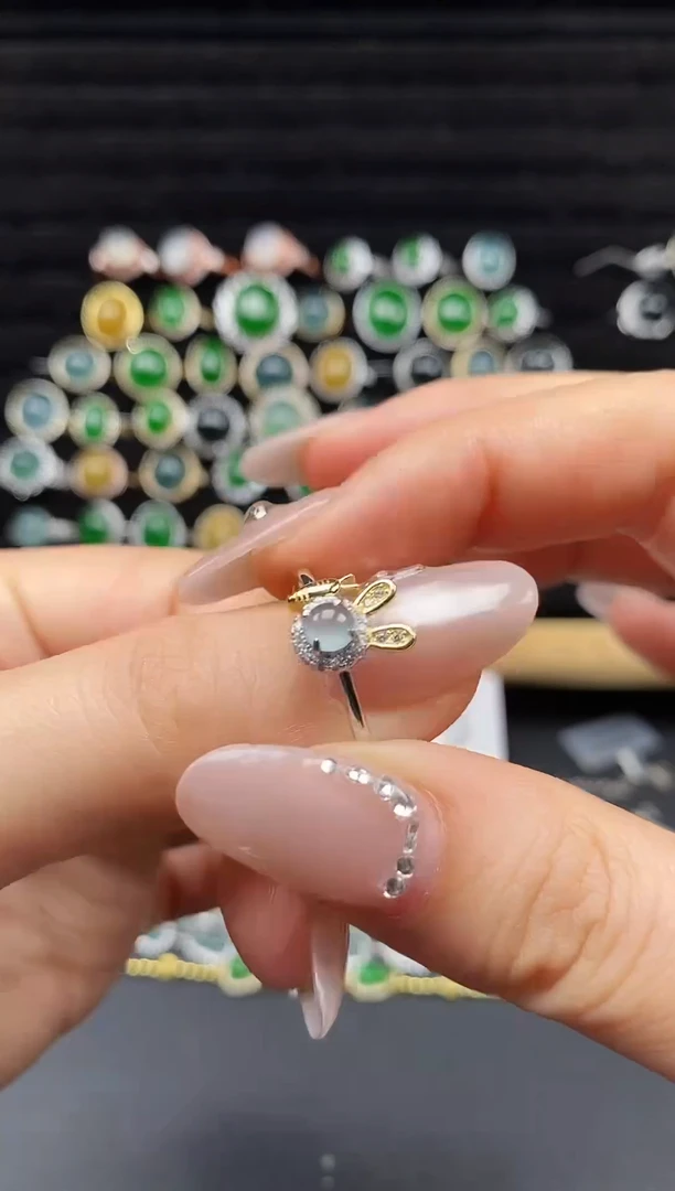 银S925镶嵌戒指翡翠111