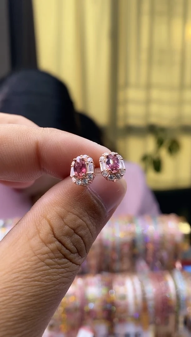 【闪购商品】碧玺耳钉银S925镶嵌156161656