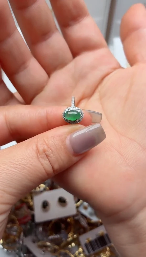 银S925镶嵌戒指翡翠.