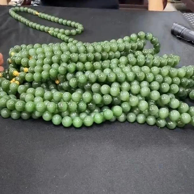 【老郑家】18K扣头和田玉项链一条 约12mm (多样性发一件)