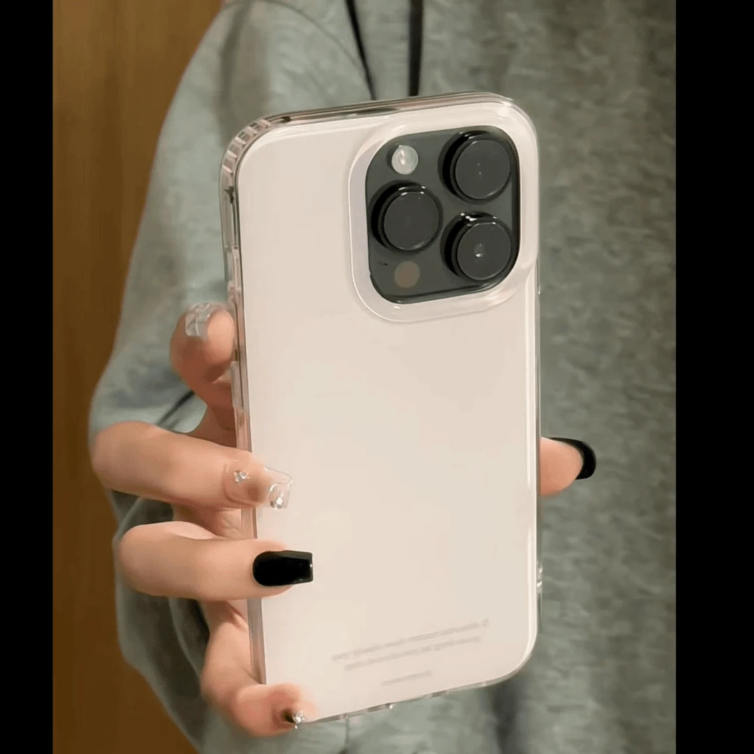 浅粉英文适用于iPhone16/15promax白色大孔imd壳华为OPPOvivo小米