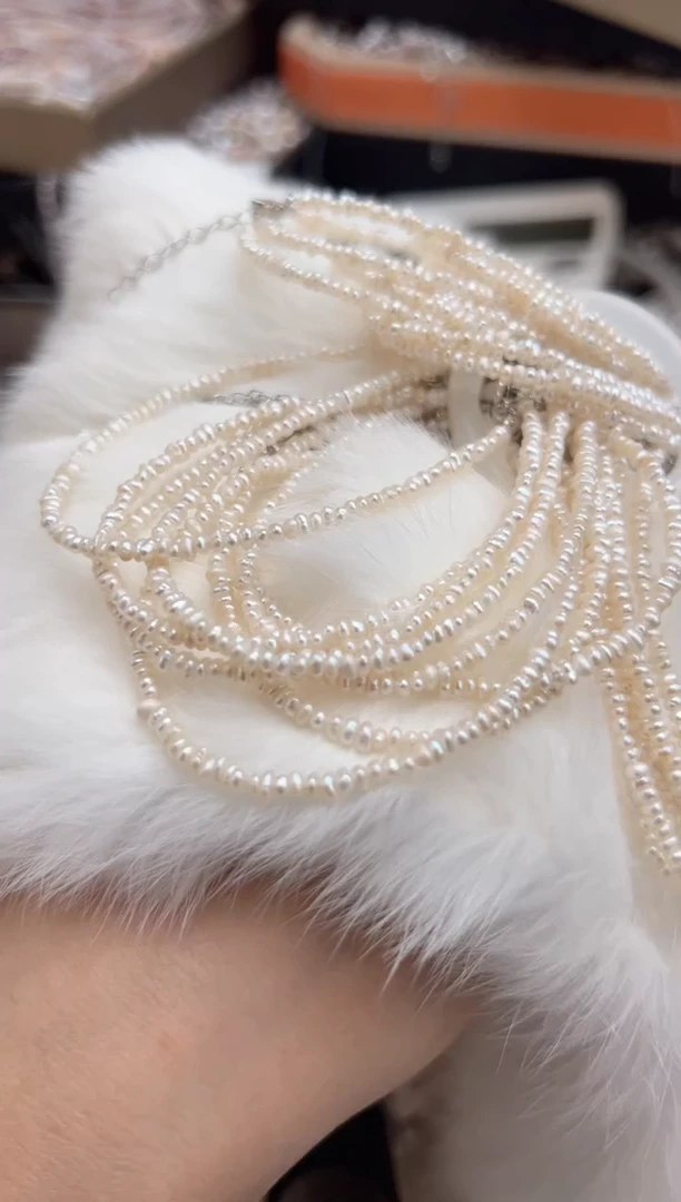 未镶嵌福利淡水珍珠野生无核*强光凯西手链3-4mm左右（多样性发一）