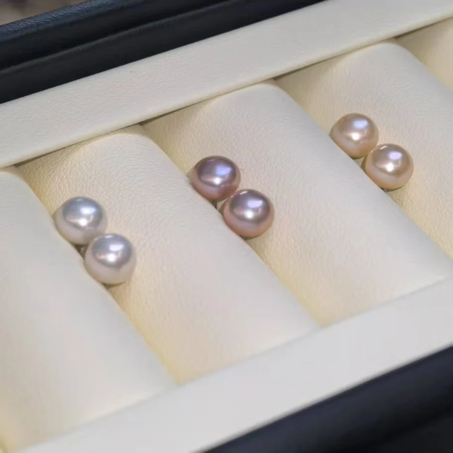 【双奇专享】S925银淡水无核6-7mm三色耳钉三件套 YH6091001T