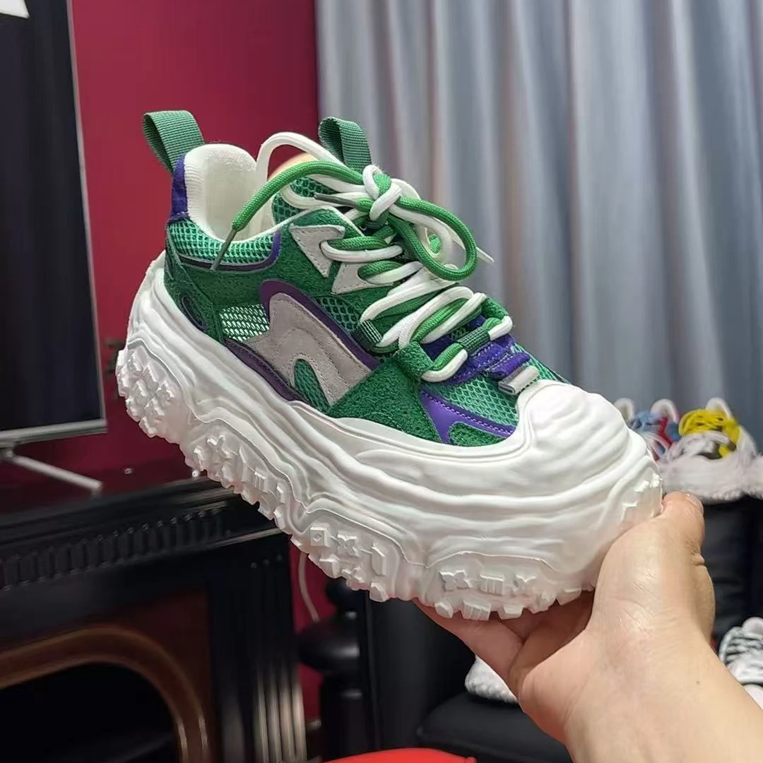 大鑫新款~~【青柠气泡】~~轻奢时尚透气网面厚底增高休闲老爹鞋