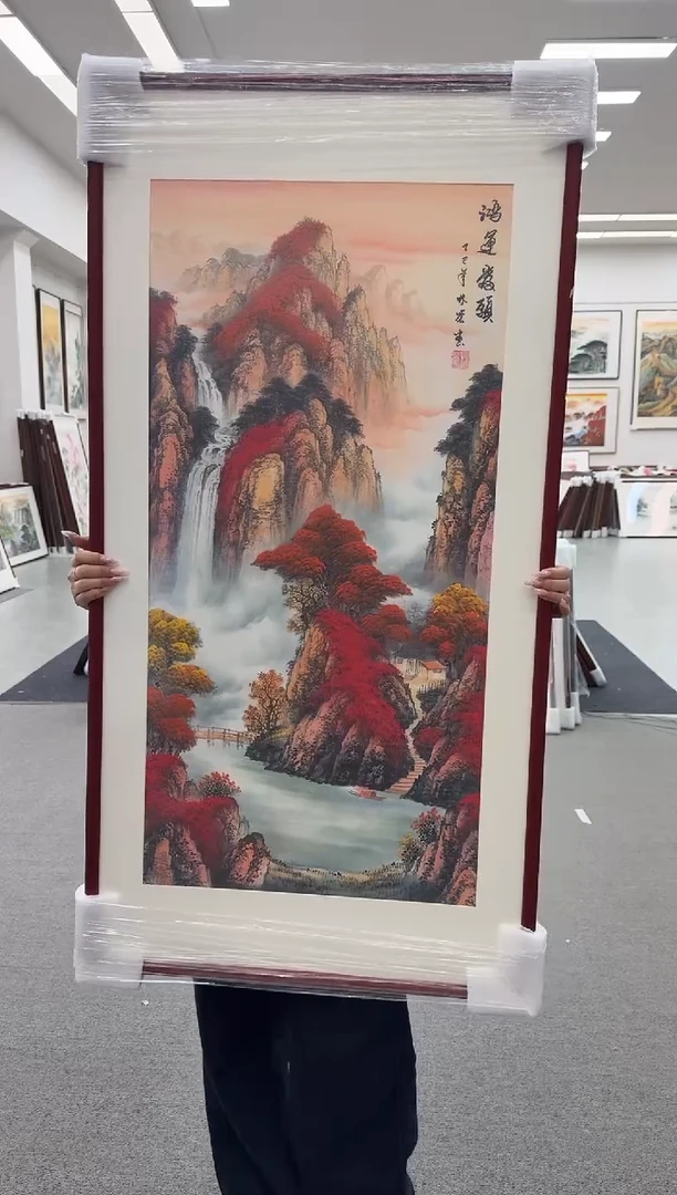 国画手绘   鸿运当头 定制尺寸102*65