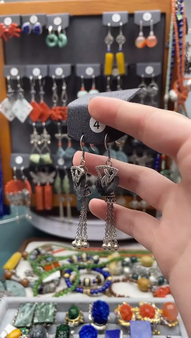 【闪购商品】翡翠耳饰银S925镶嵌饰品