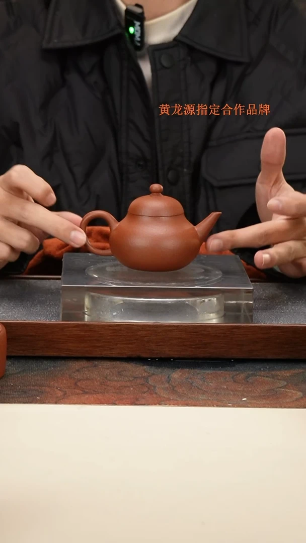 茶壶紫砂 芭乐梨形 老宕口清水泥 110cc 钱币孔