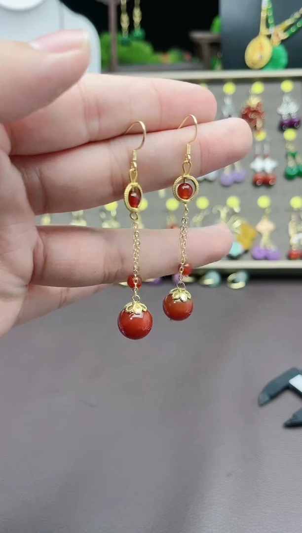 【闪购商品】南红玛瑙耳饰银S925镶嵌805000