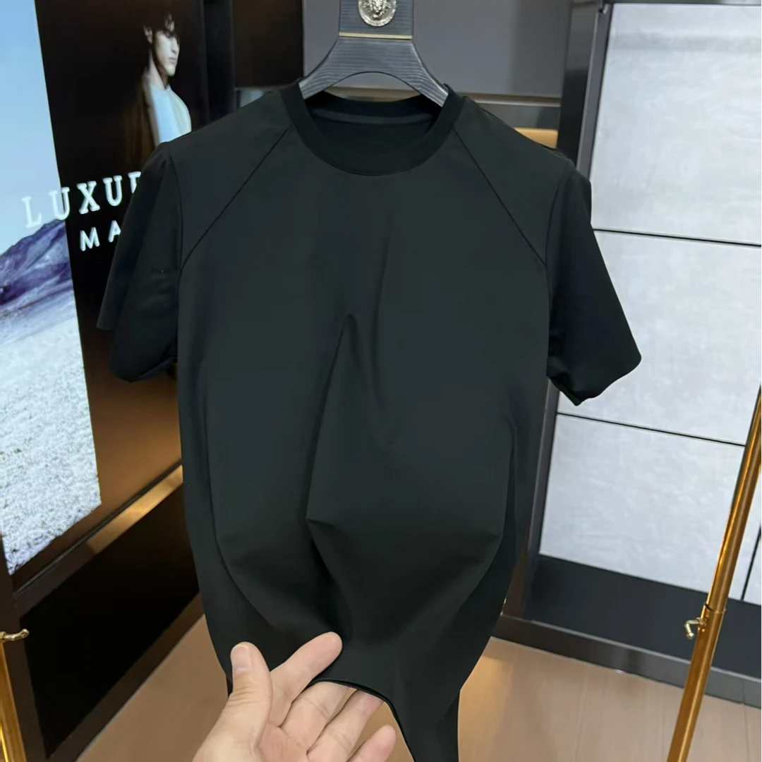 短袖圆领拼接夏季春夏T恤男士运动男装半袖弹力休闲时尚男款