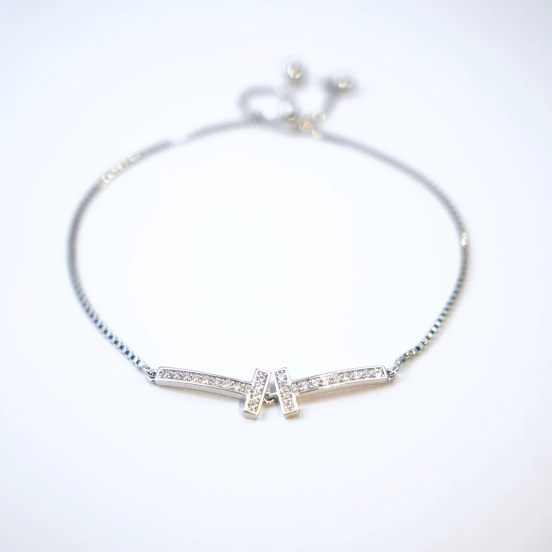 铜合金合成锆石手链 时尚简约细闪锆石轻奢设计感手链百搭小众