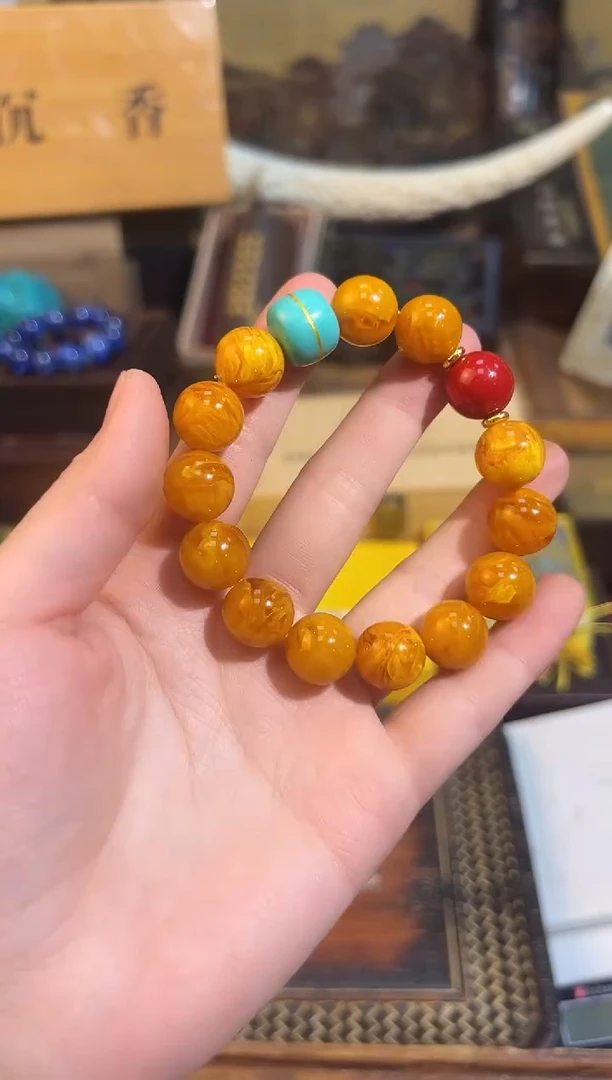 【闪购商品】蜜蜡手链未镶嵌75业业业业业业业业