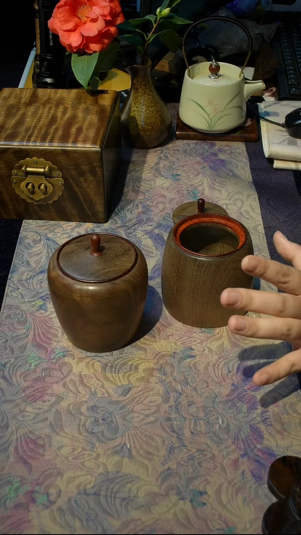 金丝楠冰*阴沉木茶叶罐