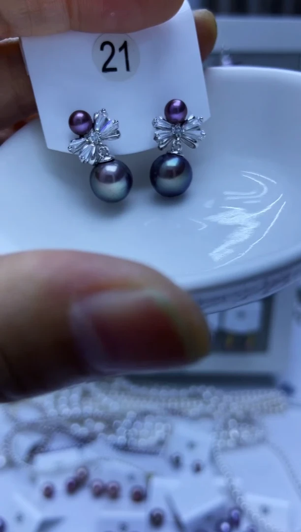银S925镶嵌耳饰淡水珍珠21