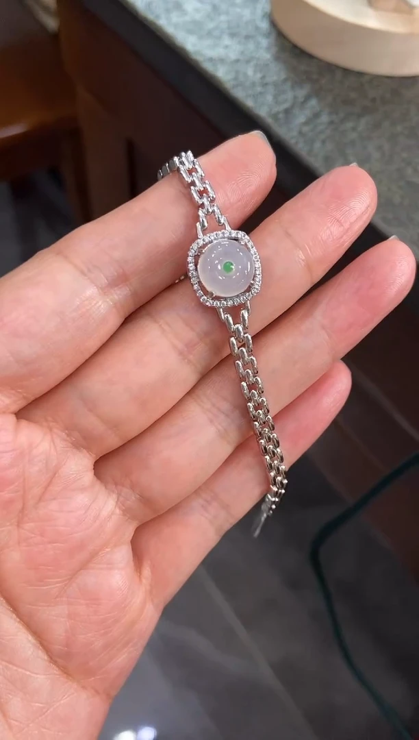 银S925镶嵌挂件翡翠手链