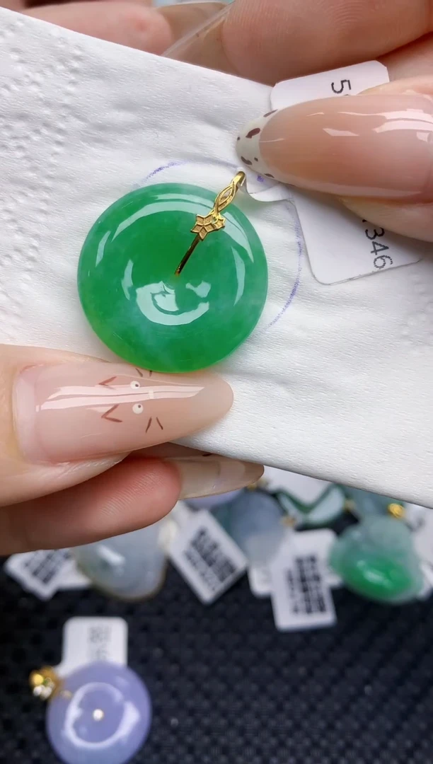 翡翠18K金镶嵌颈饰187   天然翡翠A货