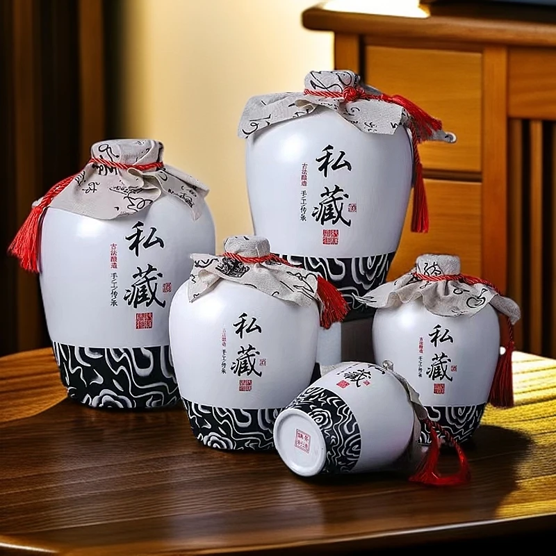 卡卡目景德镇陶瓷酒瓶空酒瓶1斤2斤3斤5斤10斤水墨私藏密封酒罐