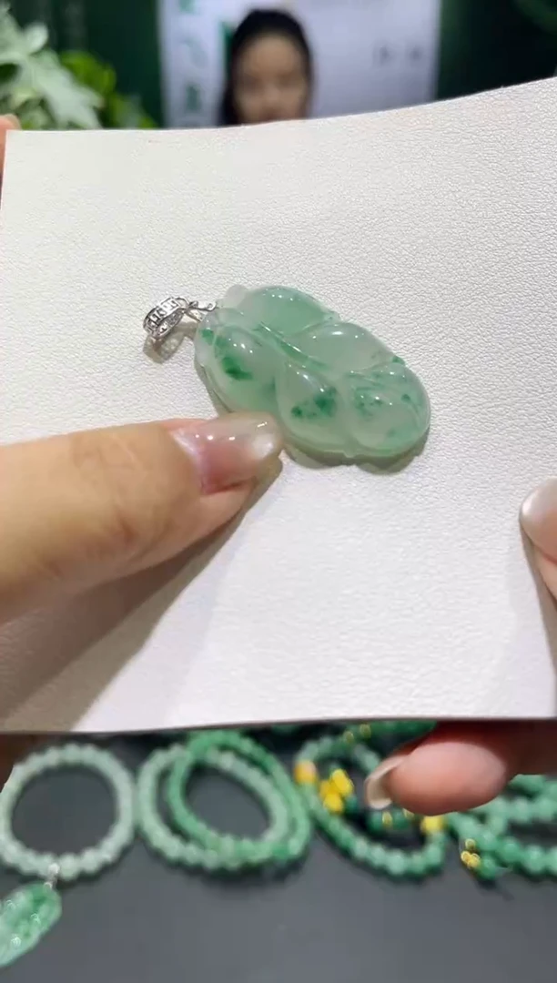 银S925镶嵌叶子石英质玉火****仔叶子