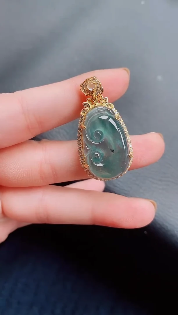 【闪购商品】翡翠颈饰银S925镶嵌天然a货翡翠352