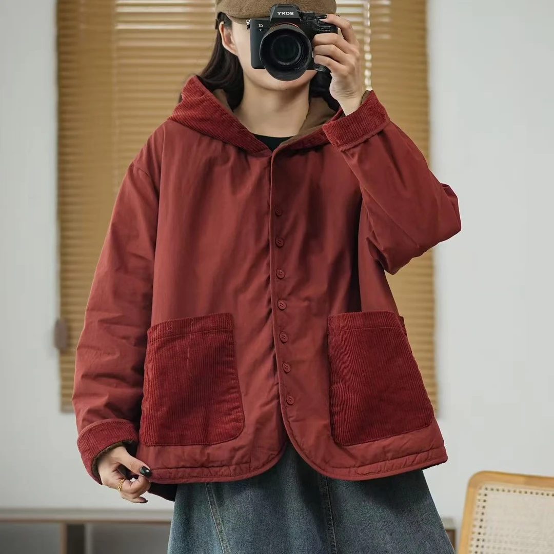 16990新款秋冬加厚休闲减龄宽松显瘦棉服连帽外套