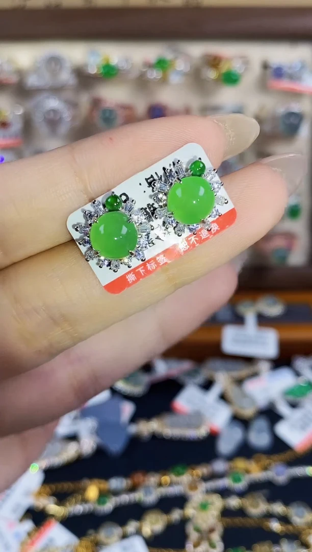 银S925镶嵌戒指翡翠 天然A货翡翠111